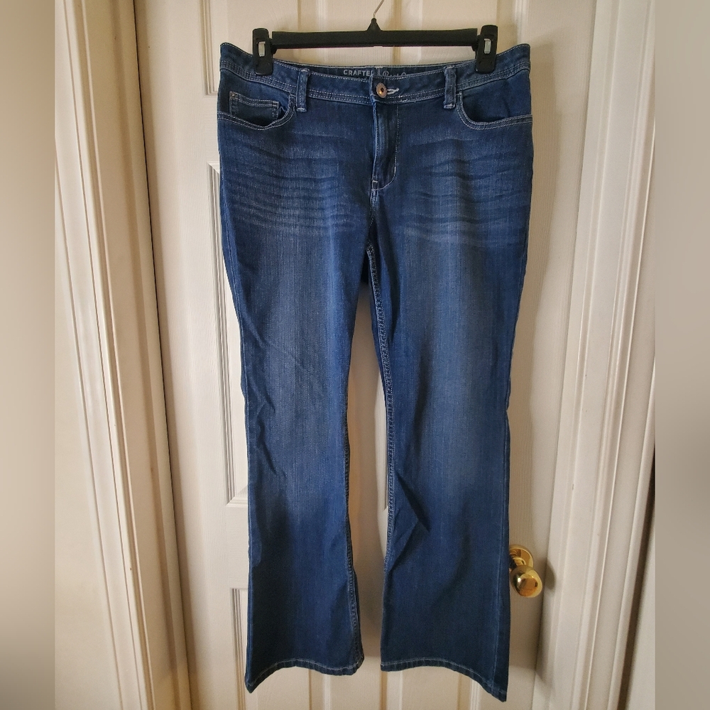 Crafted By Lee Womens 14M Dark Wash Stretch Denim Mid Rise Bootcut Jeans